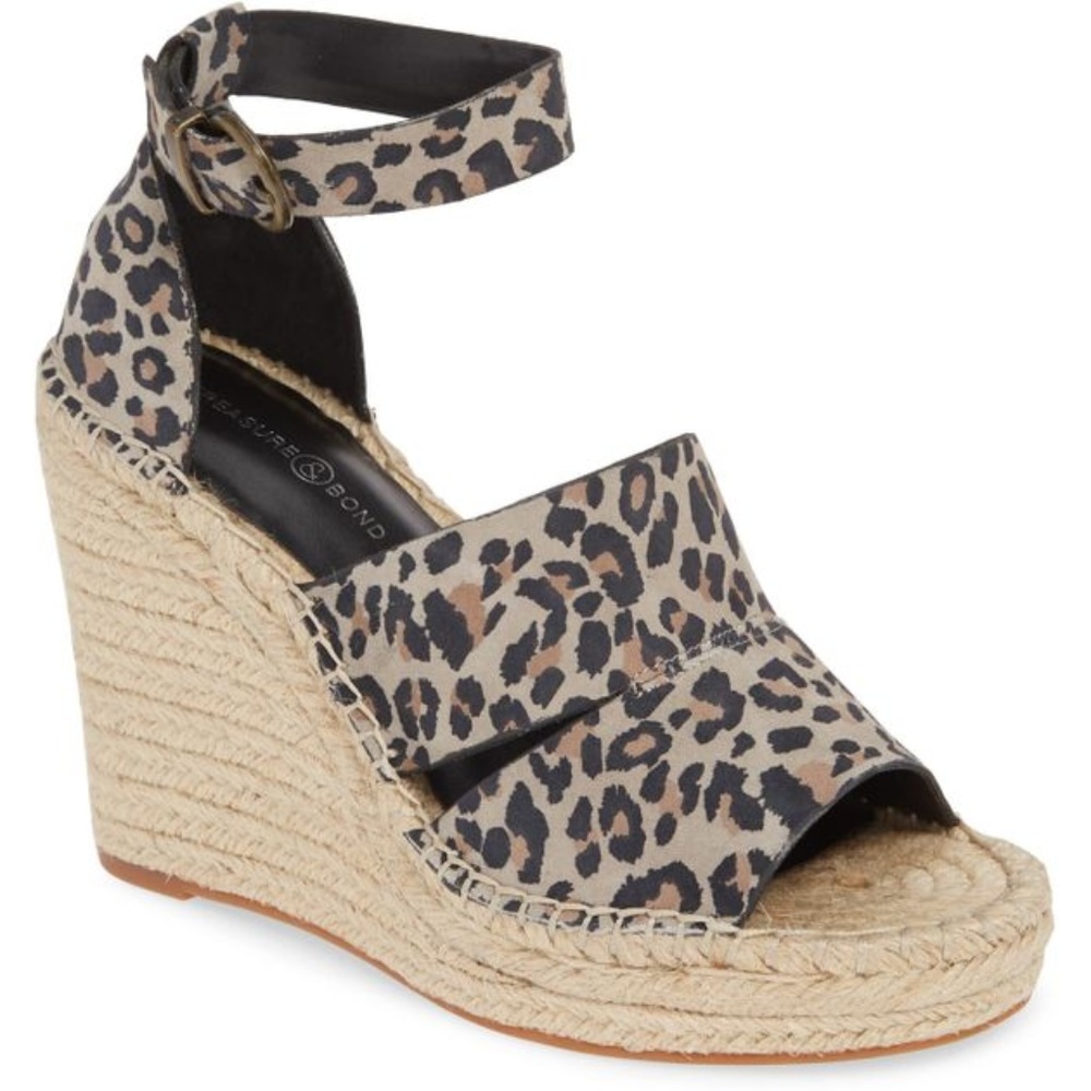 NEW Treasure & Bond Leopard Platform Wedge Sandal